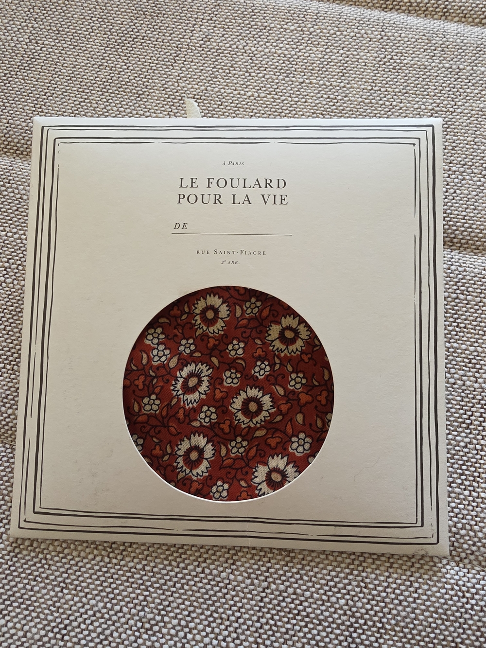 Sezane Floral Silk Scarf in Rust Red and Cream